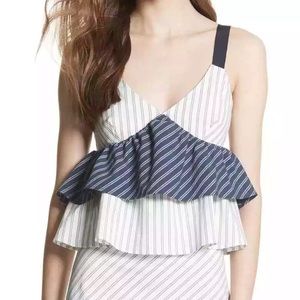 Joie Peplum Navy/White Top L